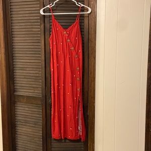 Button down sun dress with side slit